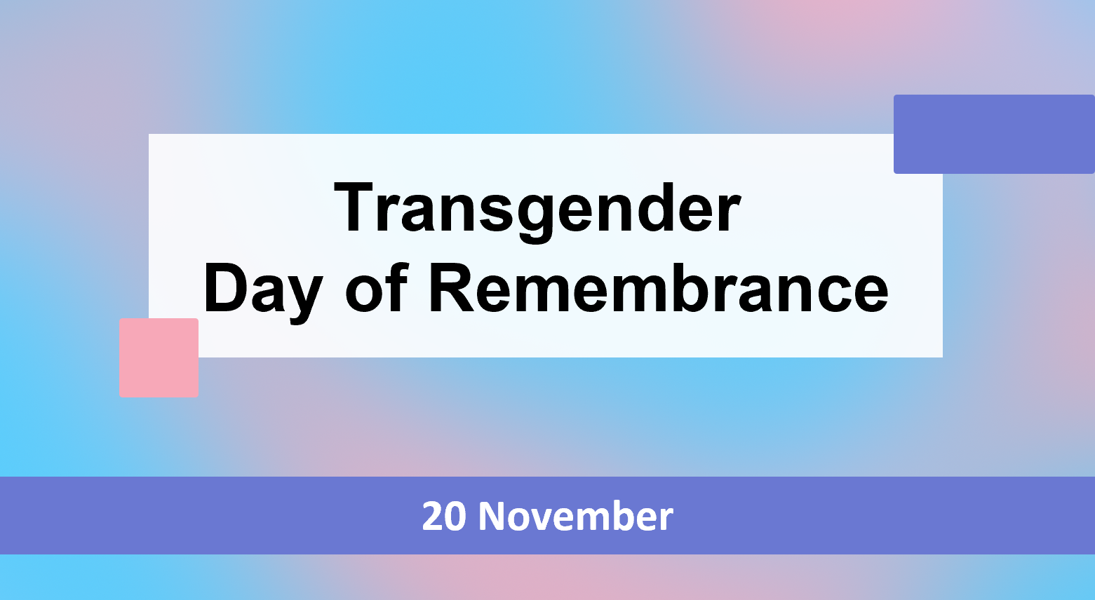 Trans flag gradient showing "trans day of remembrance" 